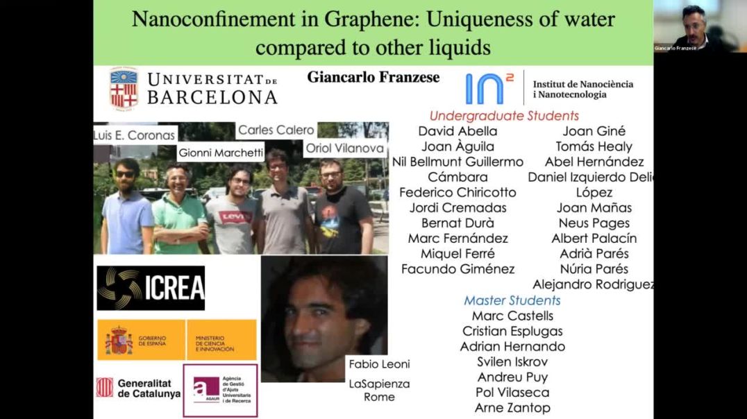 ⁣Nanoconfinement in Graphene: Uniqueness of water compared to other liquids | Giancarlo Franzese