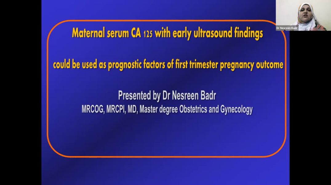 Maternal serum CA 125 with early ultrasound findings used as prognostic factors | Nesreen Badr